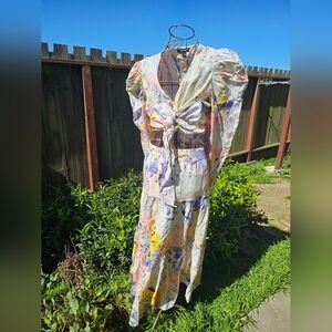 Floral Shirt with Puff Sleeves & Maxi Skirt